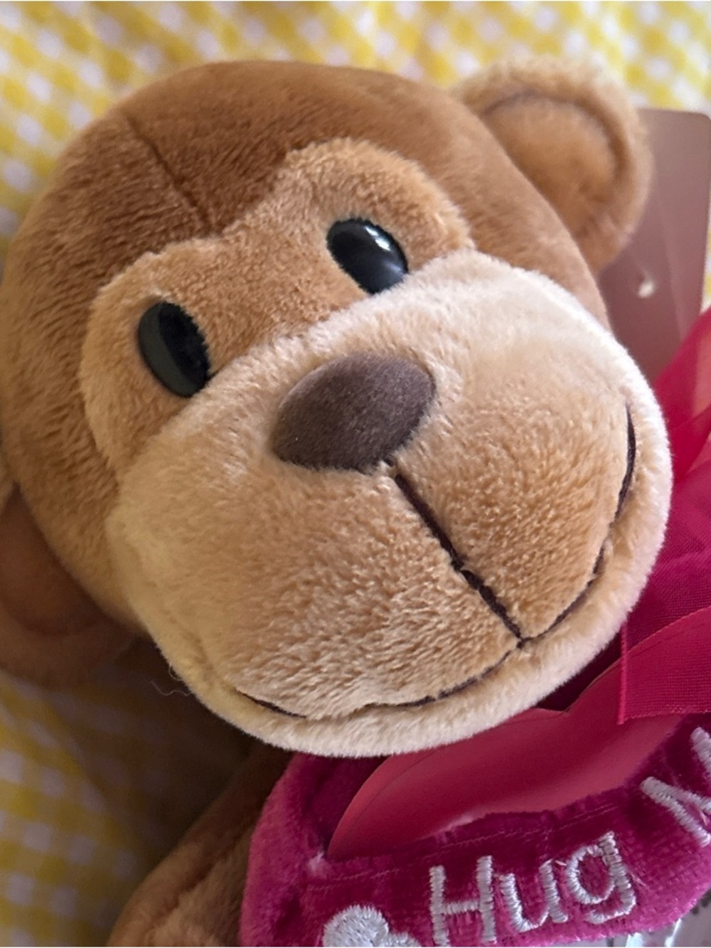 Plush Brown Monkey 'Hug Me' Stuffed Animal - Pink Heart Accessory pic frame - Picture 16 of 16